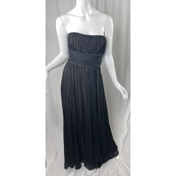 BCBGMaxAzria | Dresses | Bcbg Max Azria Size 4 Black Silk Strapless Evening Gown  Dress Fit Flare Lined | Poshmark